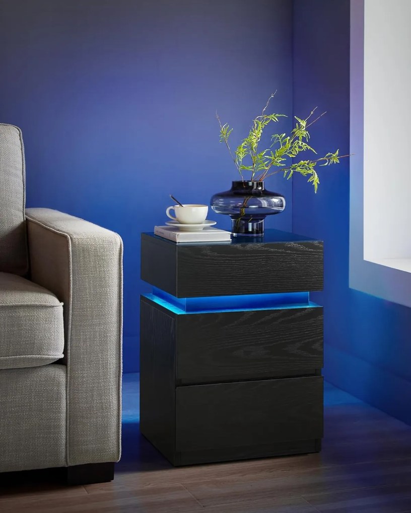 Nočný stolík Vasagle s LED osvetlením Defro čierny