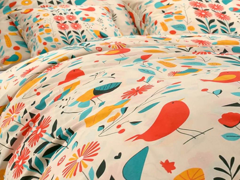 Bavlnené obliečky RETRO BIRD farebné Rozmer obliečky: 2 ks 70 x 90 cm | 200 x 220 cm