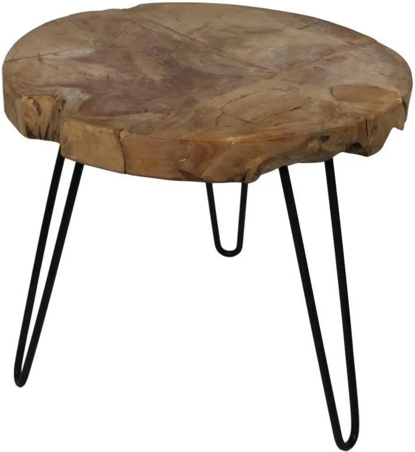 Odkladací stolík z teakového dreva HSM collection Live Edge, 55 × 50 cm