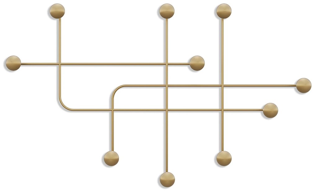 Nástěnný kovový věšák Samara 107 cm zlatý