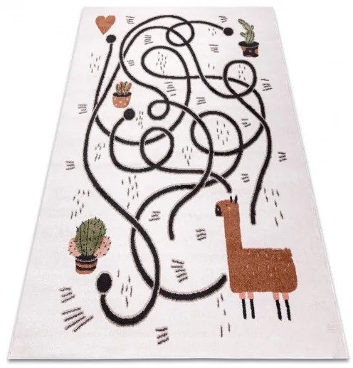 Dywany Łuszczów, Detský kusový koberec Fun Game llama cream, 200x290, biela, detská izba