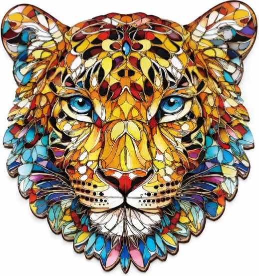 Drevené puzzle Leopard s rámikom - 175 dielikov