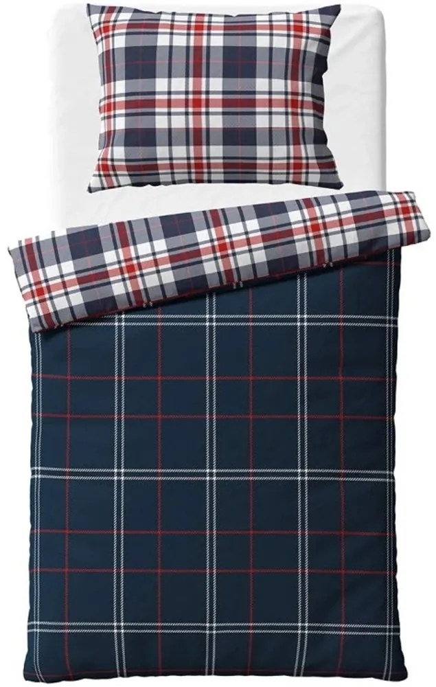 Flanelové posteľné obliečky Káro Oxford - 70 x 90 cm + 140 x 200 cm