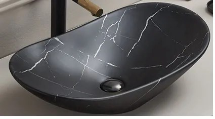 Umývadlo na dosku Lena MB2 61 cm čierny mramor