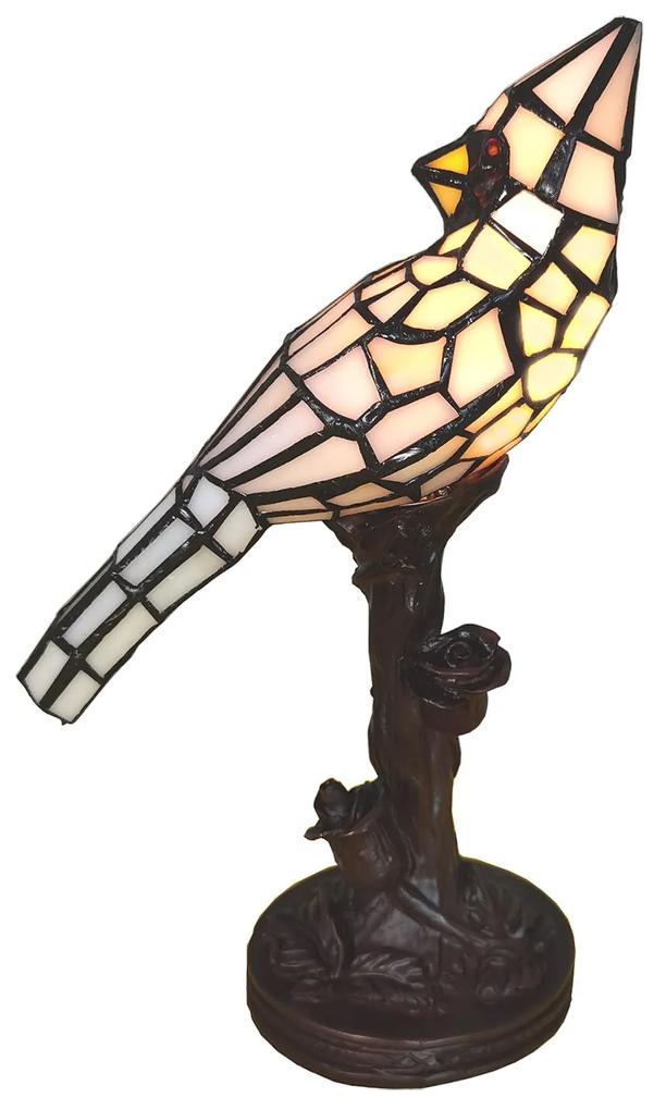 Stolná lampa Tiffany White Parrot - 15*12*33 cm E14/max 1*25W