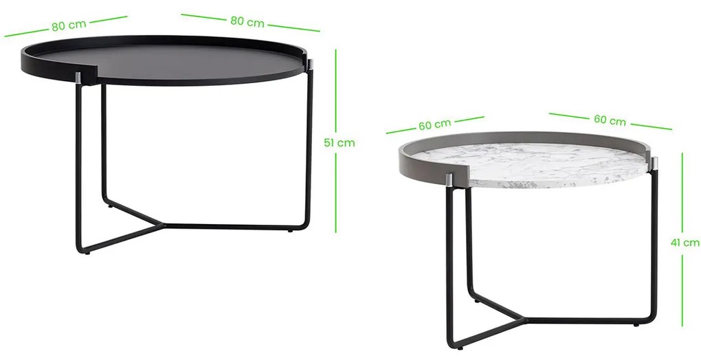 Odkladací stolík Mandy Athracite, 2 ks