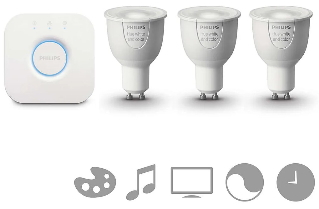 Philips HUE StarterKit 3SET LED GU10 6,5W 16 mil.farieb + bridge