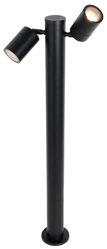 Stojaca vonkajšia lampa čierna 80 cm IP44 nastaviteľná 2-svetlo - Duo