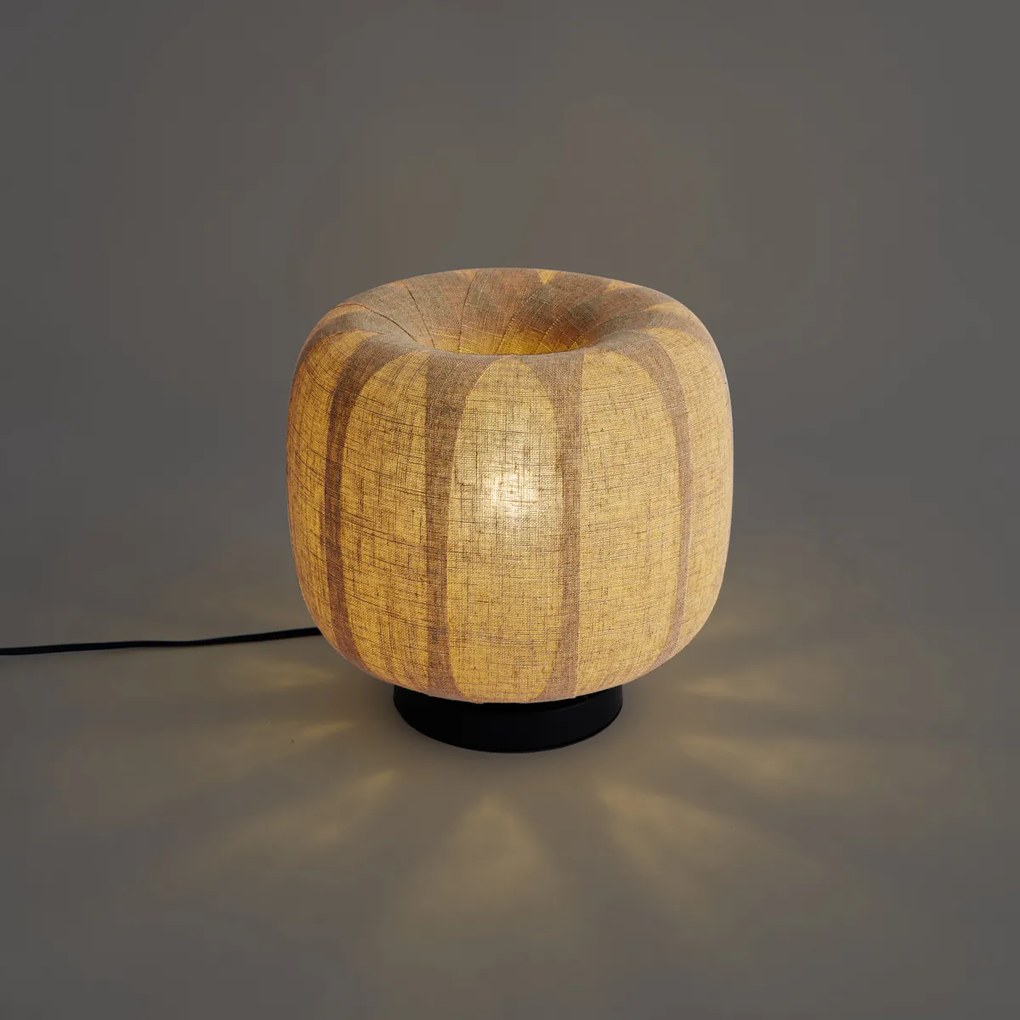 Inteligentná stolná lampa čierna s béžovým ľanovým tienidlom 28 cm vrátane Wifi A60 - Nami