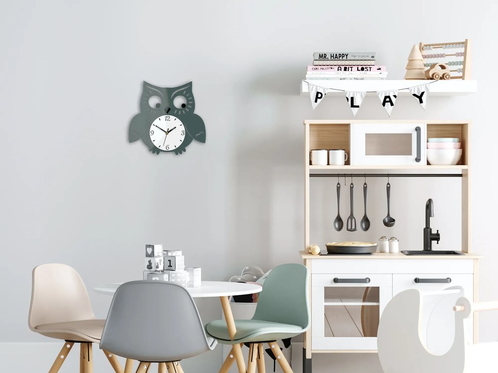 Nástenné hodiny Owl sivé