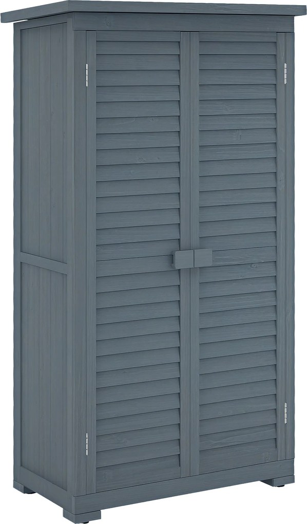 Drevený skladček Outsunny 0,31 m² 87x46,5x160 cm Exteriérový drevený kabinet so 2 dverami a 2 vnútornými policami pre terasu | Aosom