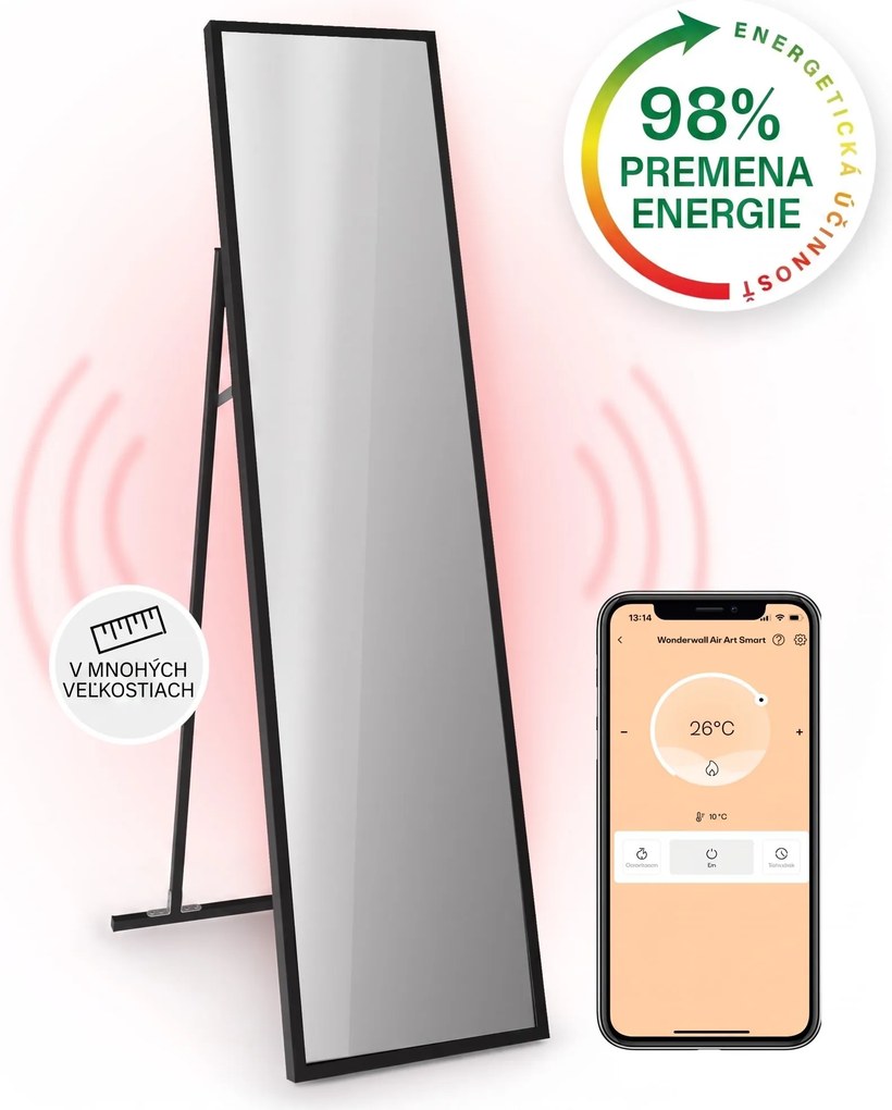 Klarstein La Palma 900 smart, infračervený ohrievač, 40 x 160 cm, 900 W, zrkadlový stojan
