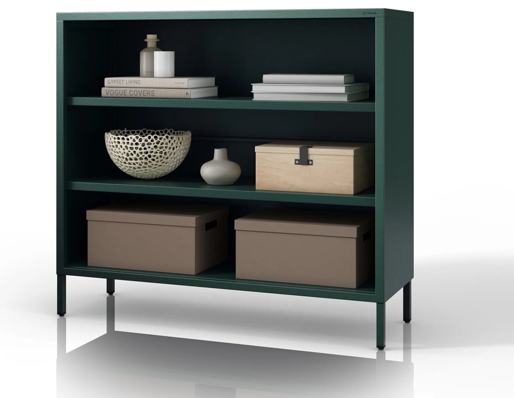 Nízky policový regál LUCA, 1000 x 900 x 350 mm, Modern: fľaškovo zelená farba
