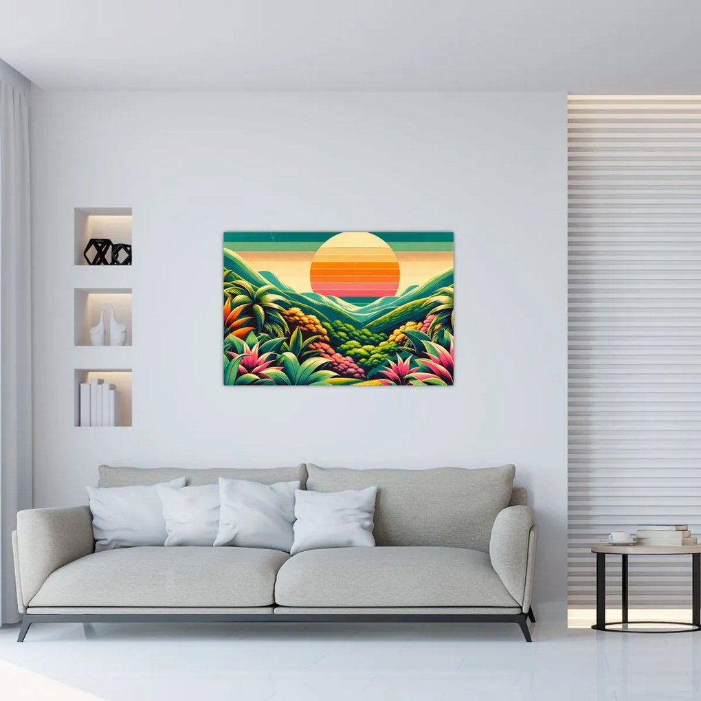 Obraz - Pestrofarebný západ slnka (90x60 cm)
