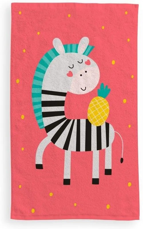 Detský bavlnený uterák KIDS Zebra 30x50 cm ružový