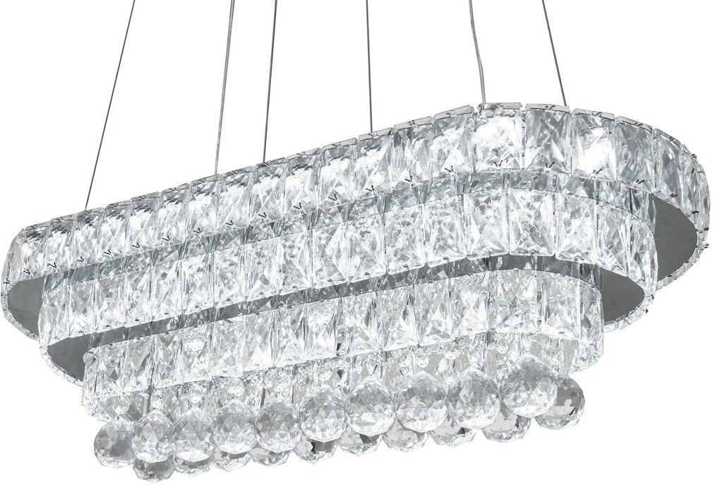 Toolight Toolight, Krištáľové závesné stropné svietidlo LED 102W + diaľkové ovládanie APP417-CP, chrómová, OSW-65015