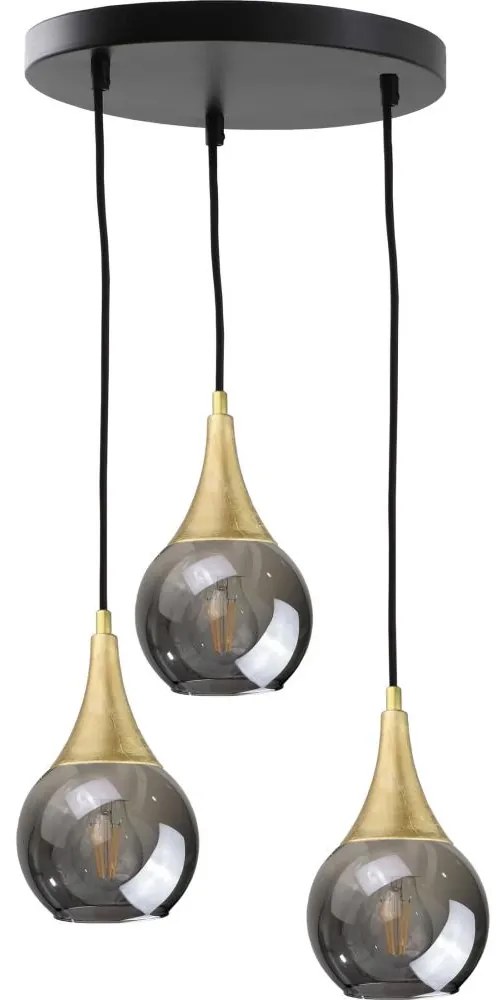 Luster na lanku LACRIMA SMOKY 3xE27/60W/230V pr. 30 cm
