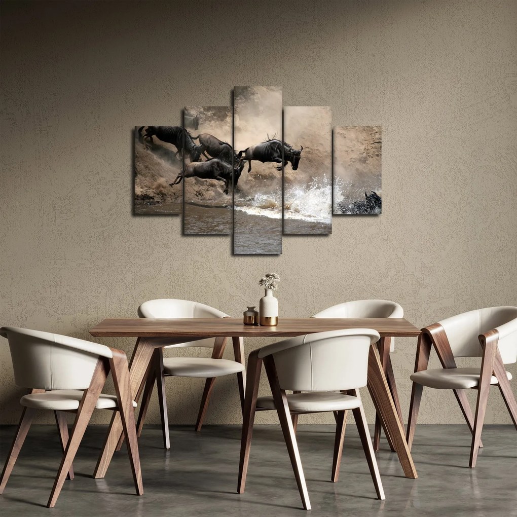 Obraz - Stádo pakoňov (150x105 cm)