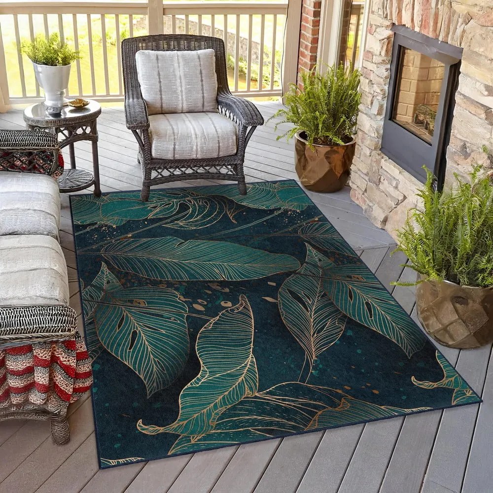 Prateľný behúň v petrolejovej farbe 80x200 cm Midnight Jungle – Mila Home