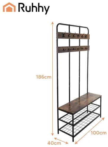 Vešiakový stojan s botníkom 182 cm Ruhhy 27036