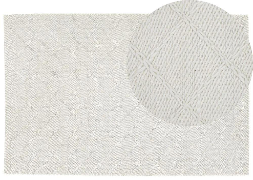 Vlnený koberec 160 x 230 cm krémová biela ELLEK Beliani