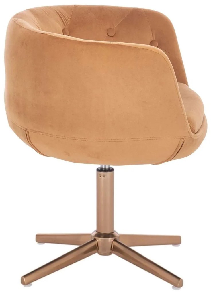 LuxuryForm DESIGN Kreslo MONTANA VELUR na zlatom kríži - hnedé