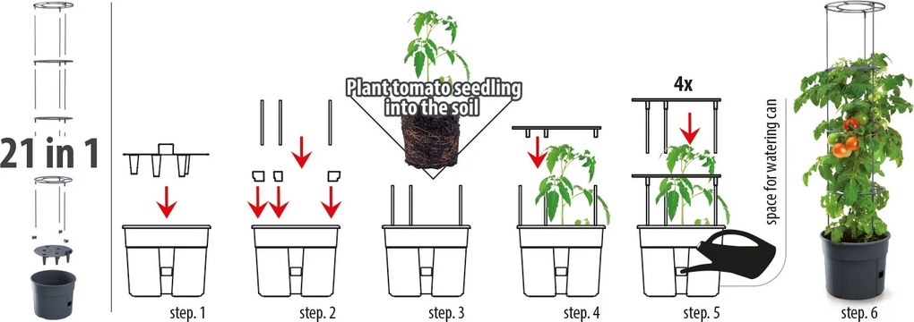 Kvetináč na pestovanie paradajok GROWER antracit