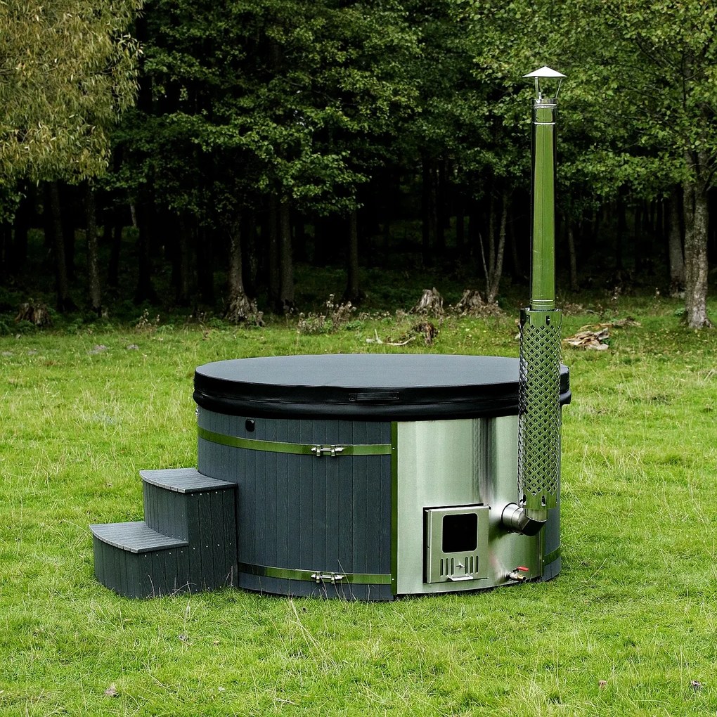 Záhradná celoročná drevená vírivka s vírivkou, ruská baňa 225