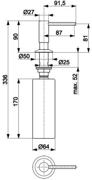 KFA Armatura 990-100-22 - Zápustný dávkovač mydla DUERO nerezová oceľ