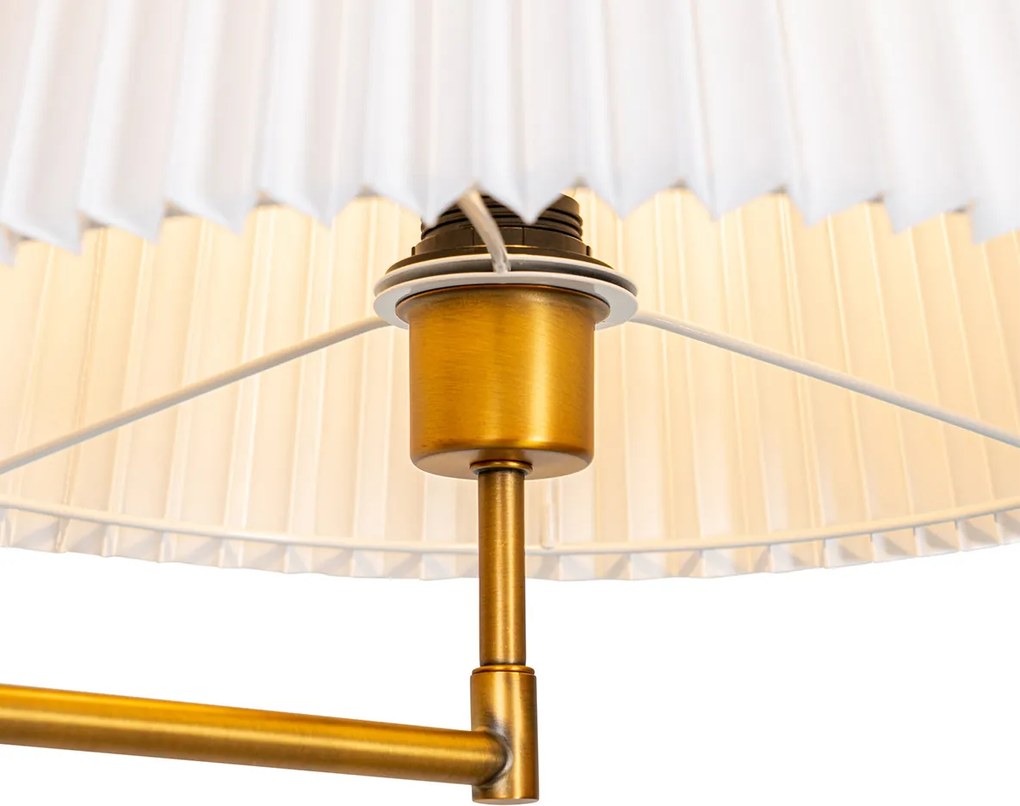 Stojaca lampa bronzová s bielym skladaným tienidlom a nastaviteľným ramenom - Ladas Deluxe