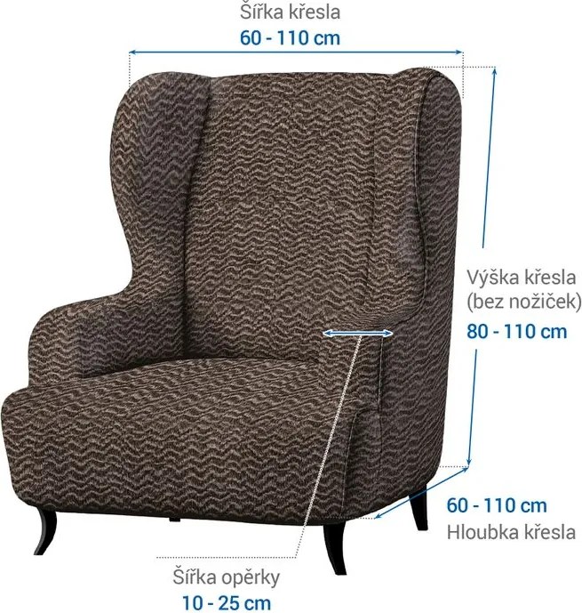 Bielastické poťahy CRISTINA oriešková kreslo ušiak (š. 60 - 110 cm)