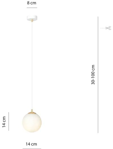 Luster na lanku ROYAL 1xE14/10W/230V pr. 14 cm biela