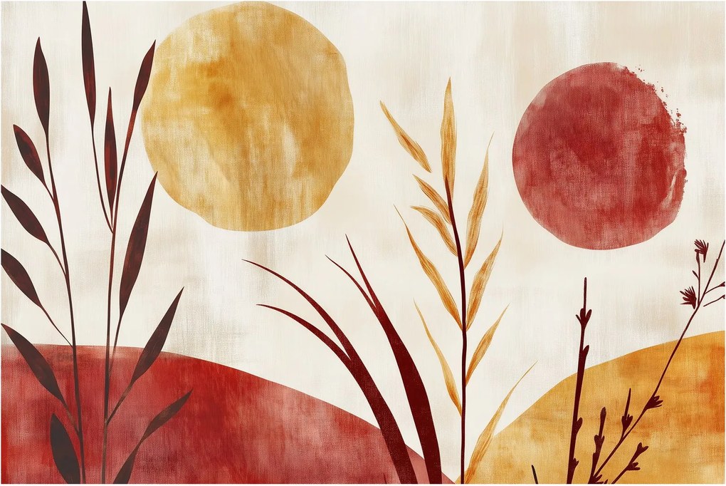 Obraz - Rastliny a kruhy (90x60 cm)
