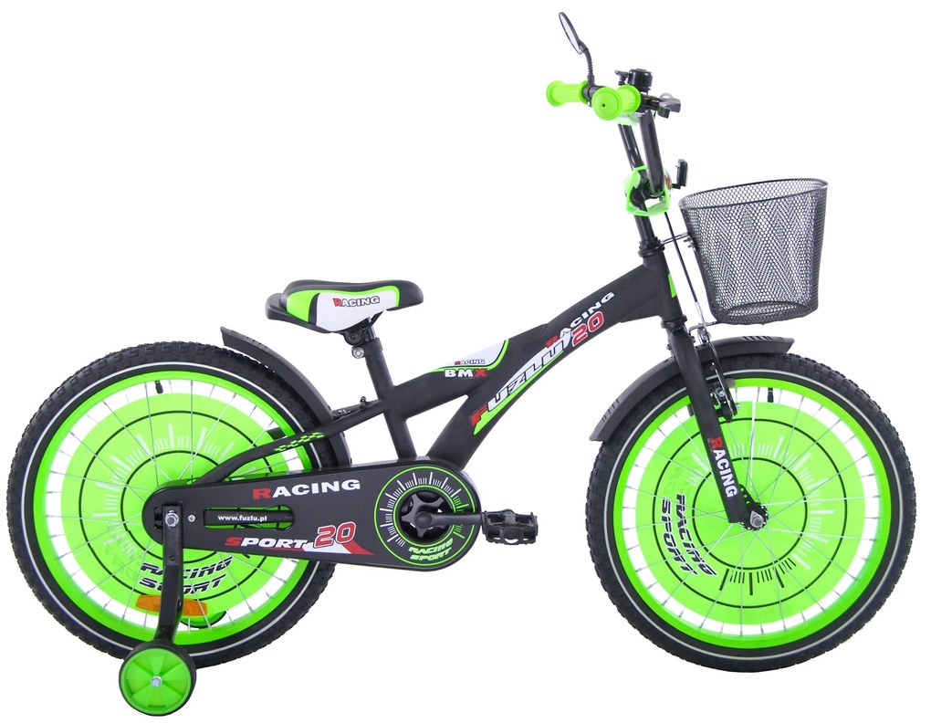 Fuzlu Detský bicykel Racing Sport 20&quot; matný čierno-zelený 11&quot; 2024