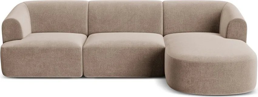 Svetlohnedá zamatová rohová pohovka (pravý roh/s leňoškou) Campi – Cosmopolitan Design