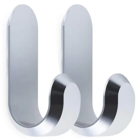 Normann Copenhagen Vešiaky Curve Mini Hooks – set 2 ks, silver