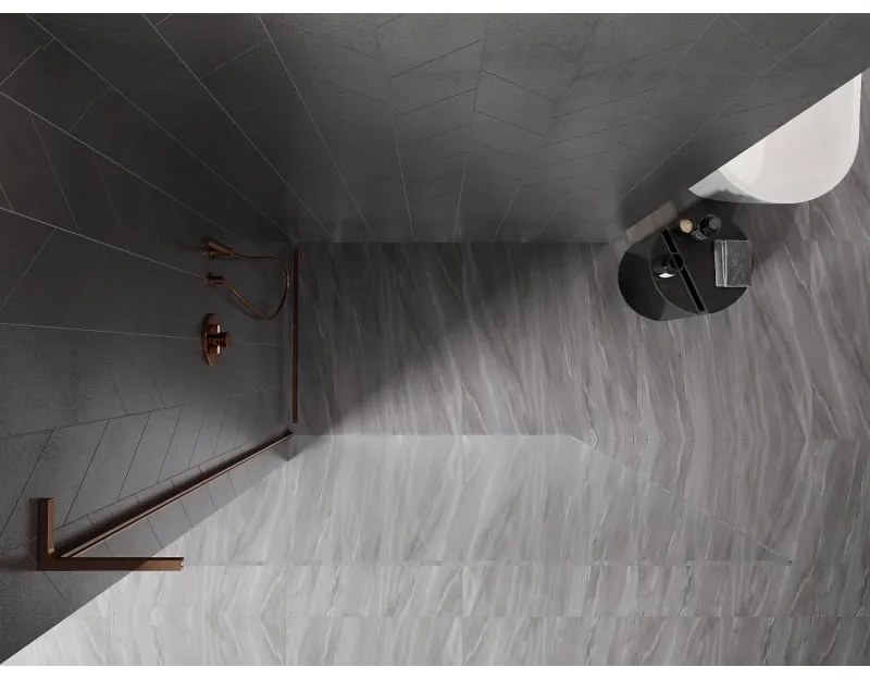 Mexen, Mexen Kioto-X L sprchová stena 90 x 200 cm, priehľadná 10 mm, ružové zlato - 800-090-107-60-00-X