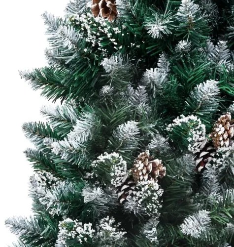 vidaXL Zasnežený umelý vianočný stromček s borovicovými šiškami 150 cm-