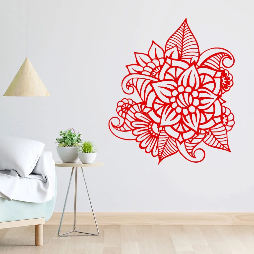 Veselá Stena Samolepka Kvetinový ornament Farba: modrá, Veľkosť: 100 x 86 cm