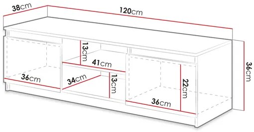 TV skrinka Zekazo (dub sonoma + biela) . Vlastná spoľahlivá doprava až k Vám domov. 1106284