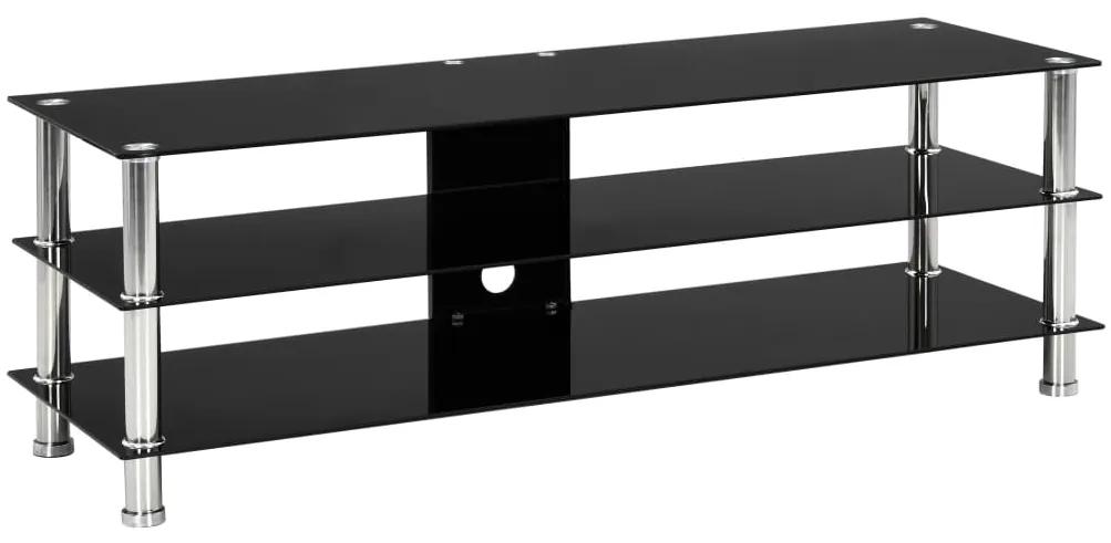TV stolík čierny 120x40x40 cm tvrdené sklo