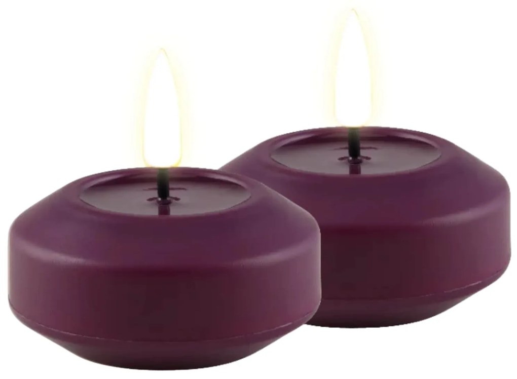DeluxeHomeart Plávajúca LED sviečka Violet 6,1 cm – set 2 ks