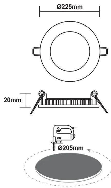 ACA Lighting LED Slim panel PLATO 18W/230V/3000K/1400Lm/120°/IP20, kruhový biely