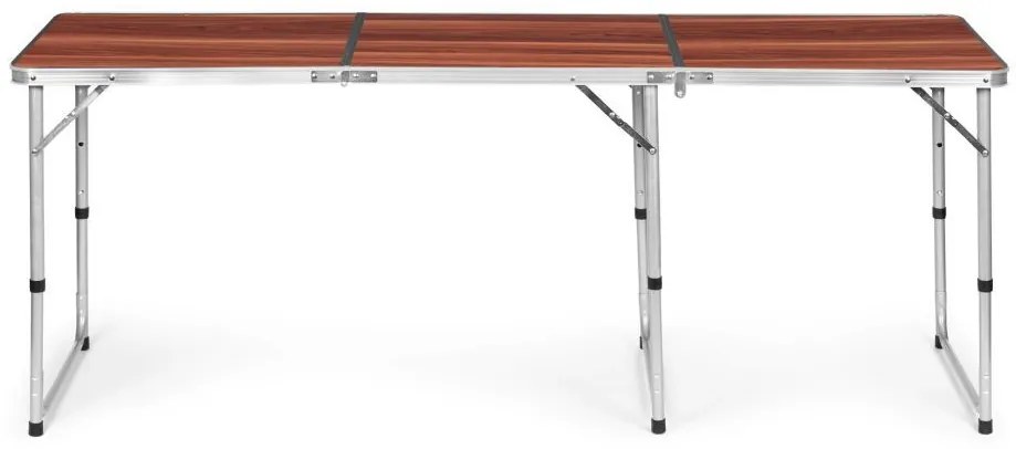 Skladací cateringový stôl 180 x 60 cm s imitáciou dreva 3-časťový