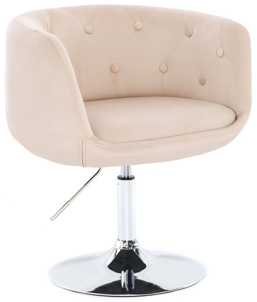 LuxuryForm DESIGN Kreslo MONTANA VELUR na striebornom tanieri - krémové