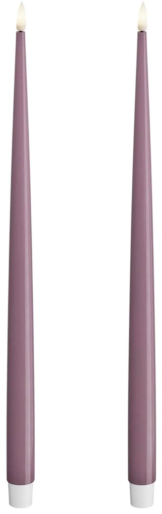 DeluxeHomeart Vysoké LED sviečky Shiny Light Purple – set 2 ks