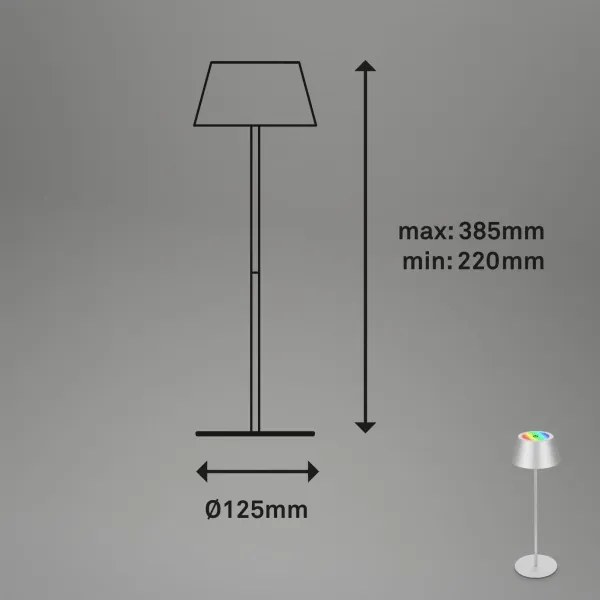 Brilo - LED RGB dobíjateľná dotyková stolná lampa KIKI LED/2,6W/5V IP44 2600 mAh strieborná