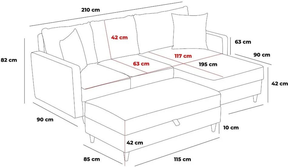 Antracitová rohová pohovka (ľavý roh) Eva – Balcab Home