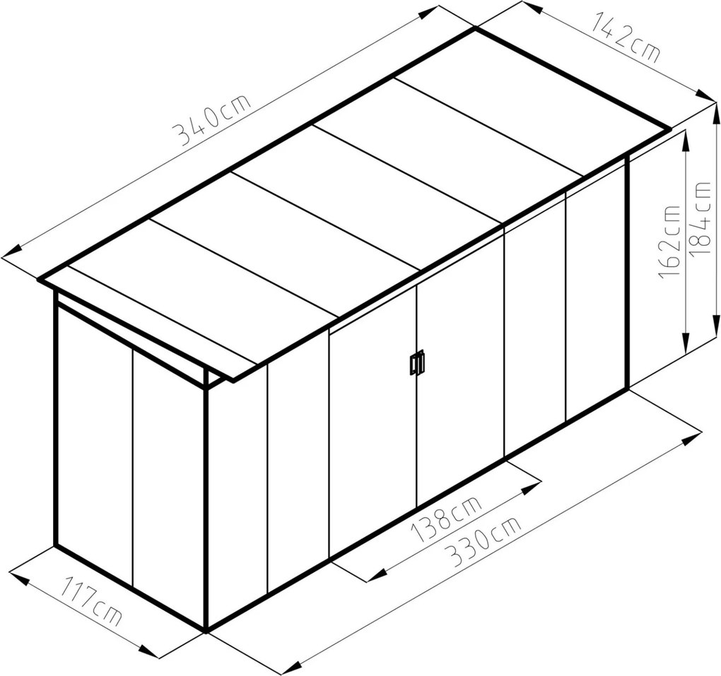 Záhradný domček G21 GRAH 483 - 340 x 142 cm, antracitový