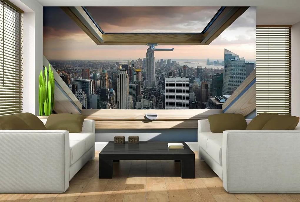 Fototapeta - New York - panoramatický výhľad z okna (254x184 cm)